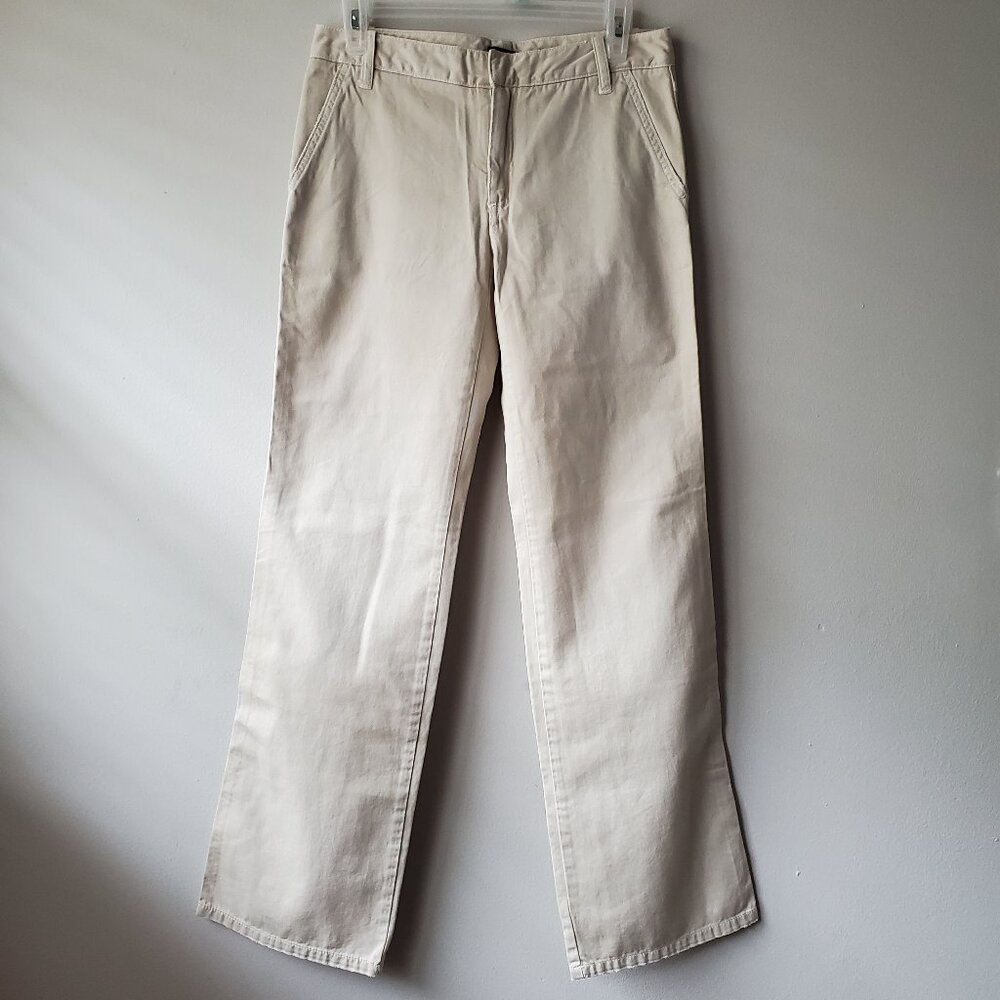 J.Crew NWOT Low-Rise Wide Straight Leg Chino Stone Beige Frayed Hem Pants 0